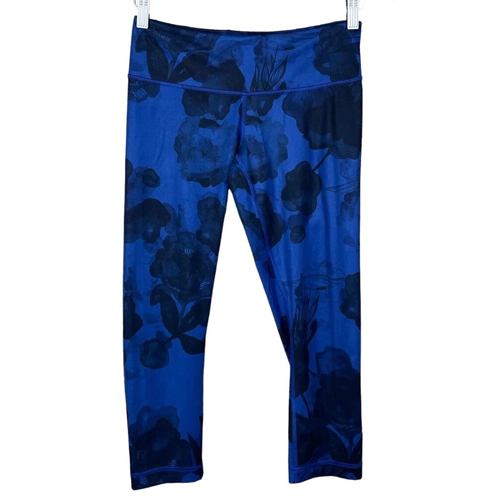 Lululemon Wunder Under Crop II Leggings Jumbo Inky Floral Black Inkwell SIze 6